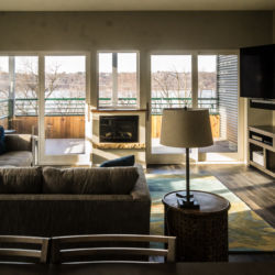 A river view and access to the deck Living Area